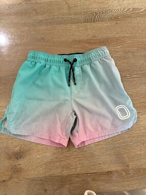 Kids Ombre Aqua to Pink Swim Shorts with Drawstring